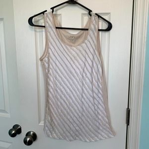 Loft Women's Size Extra Small Beige Tiered Striped Tank Top‎